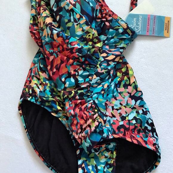 Swim Solutions NWT Waist Minimizer NWT One Piece Swimwear Women 16 - Picture 5 of 12